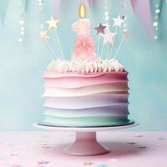 ElekFX Birthday Candle for Cake, 1 – Pink Glitter with Number 1,