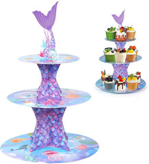 Mermaid Cupcake Stand, Little Mermaid Birthday Party Decorations Supplies Favor