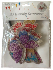 4 Packs of 12 3D BUTTERFLY DECORATIONS NEW SEALED 48 Butterflies PARTY TIME Art