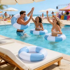 4PCS Inflatable Pool Floats 35″ Swimming Rings Large Inner Tube Swimming Pool…