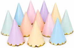 24 PCS Pastel Party Hats Birthday Hats for Adults, 6 Colors Elastic Strings f…