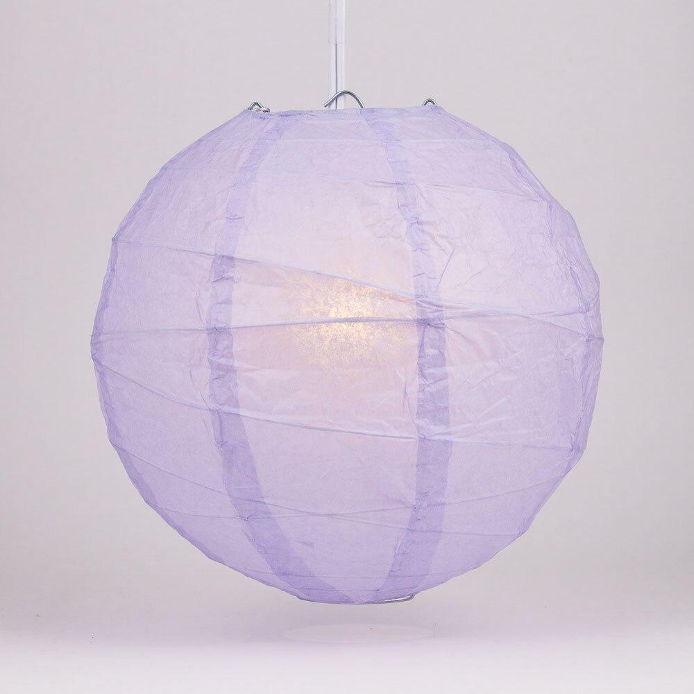 BULK PACK (12) 16″ Lavender Round Paper Lantern, Crisscross Ribbing, Chinese Han