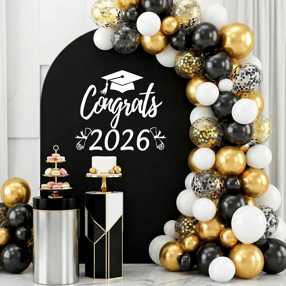 White Graduation Decal for Arch Backdrop Congrats Grad 2026 Sign Graduation Deco