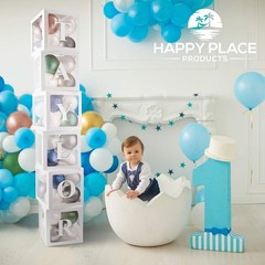 Balloon Boxes with Letters – 6 White Baby Shower Balloon Boxes, Baby Shower B…