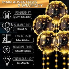 LED Light Up Bobo Balloons Clear Bubble Balloon Glowing for Indoor Outdoor Decor