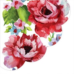 Decoupage Craft Paper Round Napkins 24 pcs ∅12.6″ Red Watercolor Roses