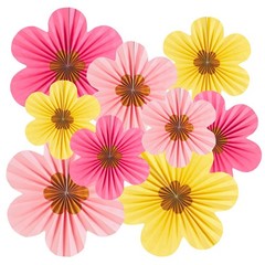 9 PCS Paper Flowers Decorations Wall Gold, Hanging Fans Floral Backdrop Decor
