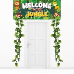 3 Pcs Jungle Themed Door Decoration Jungle Safari Porch Banner Hanging Decora…