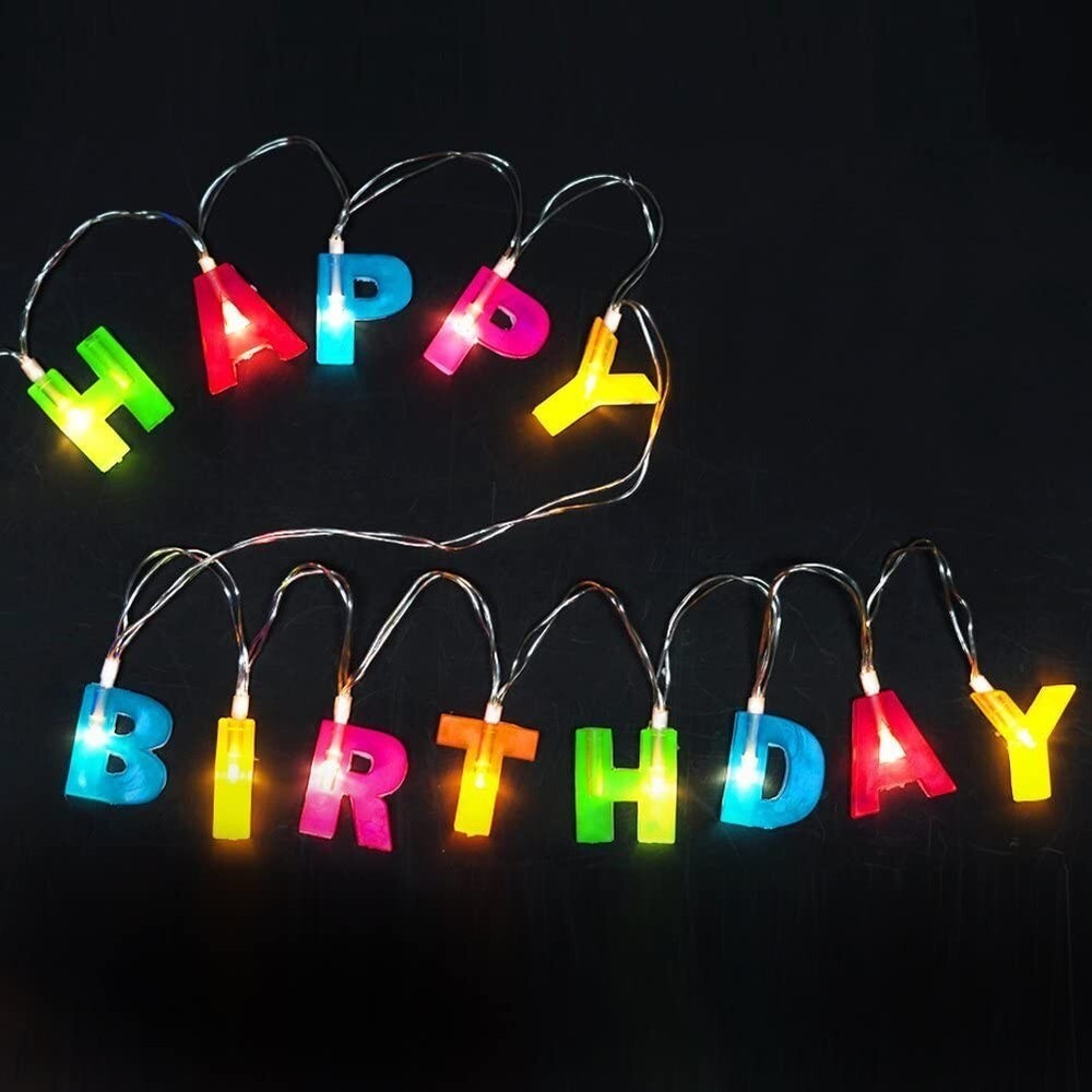 LED Light-Up Happy Birthday Banner 6.5′ Long, Battery Operated Party Decoration