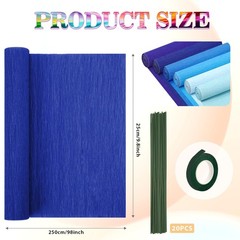 6 Rolls Crepe Paper Streamers, 10 Inch x 8 Feet Flower Making Kits with Floral T