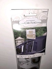 Just Married Car Flag Car Window Flag Wedding Decoration 17.5″ NEW