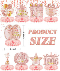 9 Pcs 60Th Birthday Decoration for Women Happy 60Th Birthday Table Honeycomb Dec