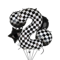 40 Inch Checkered Number Balloon 2 Black and White Two Fast Race Car Birthday…