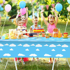 Tatuo 8 Pieces Blue Sky White Clouds Birthday Party Supplies Cartoon Story Table