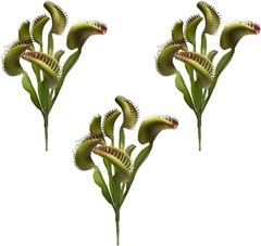 Shirfloral 3Pcs Artificial Venus Flytrap Plants Lifelike Carnivorous Green
