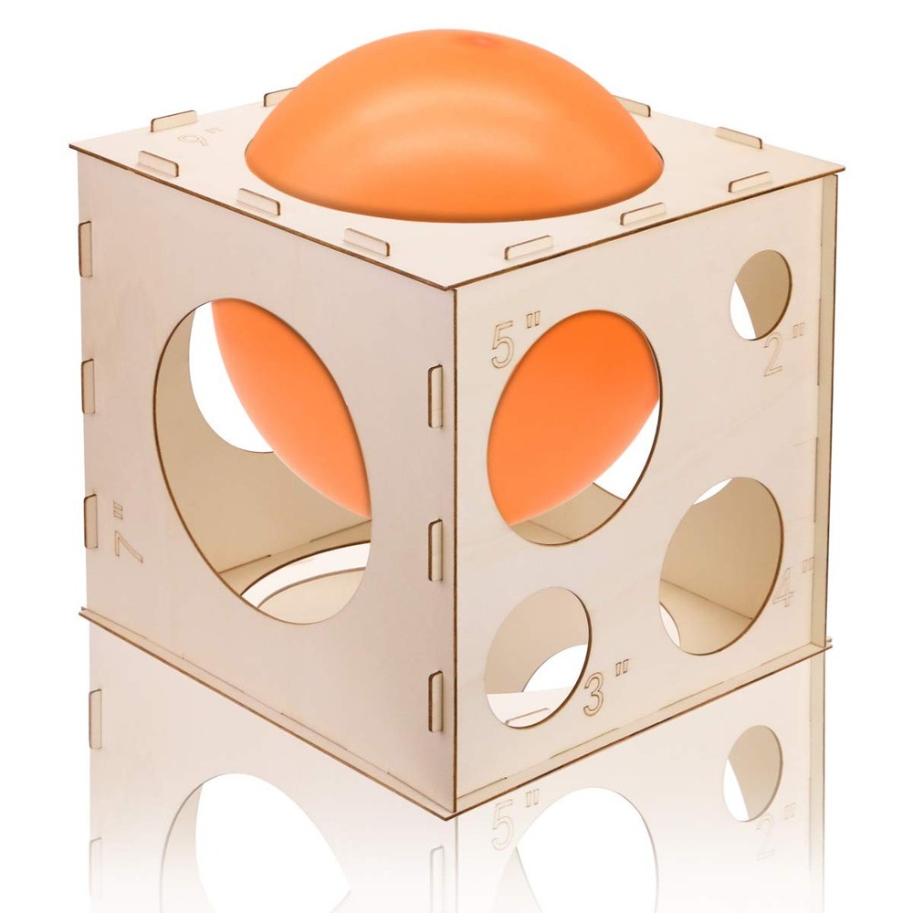 9 Holes Collapsible Wood Balloon Sizer Cube from 2″ to 10″,Balloon Measuremen…