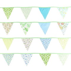 39Ft Triangle Bunting Banner, Green Blue Cotton Pennant Banner, 42pcs Reusabl…