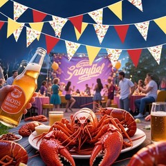 32Ft Crawfish Boil Party Decorations Red Yellow Beer