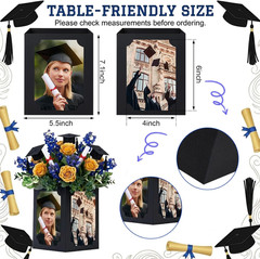 6 Pack Picture Centerpieces for Table, 4-Sided 4X6 Photo Display Boxes, Hollow C