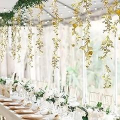 Gold Leaves Vine Garland Artificial Flowers Garland Leaf String Banner Greek
