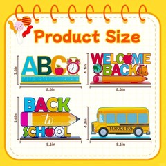 4Pcs Wooden Back to School Centerpieces – Bright ABC & School Bus Decor