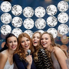 4pcs Sliver Disco Ball Party Banners 70s Disco Birthday Party Decoration Disc…