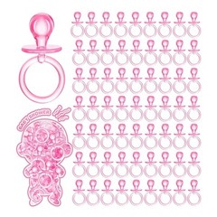 24 Pcs 2.5 lnch mini Baby Shower Pacifiers Acrylic Game party Supplies(Pink)