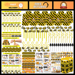 232PCS Construction Party Supplies & Decorations, Goodie Bag Stuffers & Favors