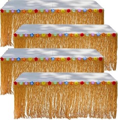 Hawaiian Luau Grass Table Skirt Set – 4 Pieces, 9ft x 29in Party Decor