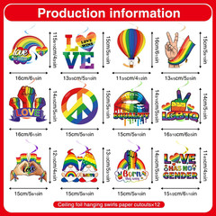 Pride Decorations, Rainbow LGBTQ Decorations include Happy Pride Banner Peace Lo