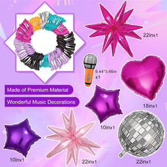 Music Themed Birthday Decorations, Pink Purple Teal Blue Sliver Balloon Garland