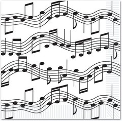 Music Note Tablecover Napkins Dinner Plates 33 Piece Bundle Set for 16