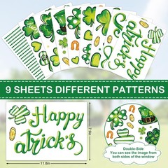 9 Sheets St. Patrick’s Day Window Clings Green Shamrock Clover Gold Coin Wind
