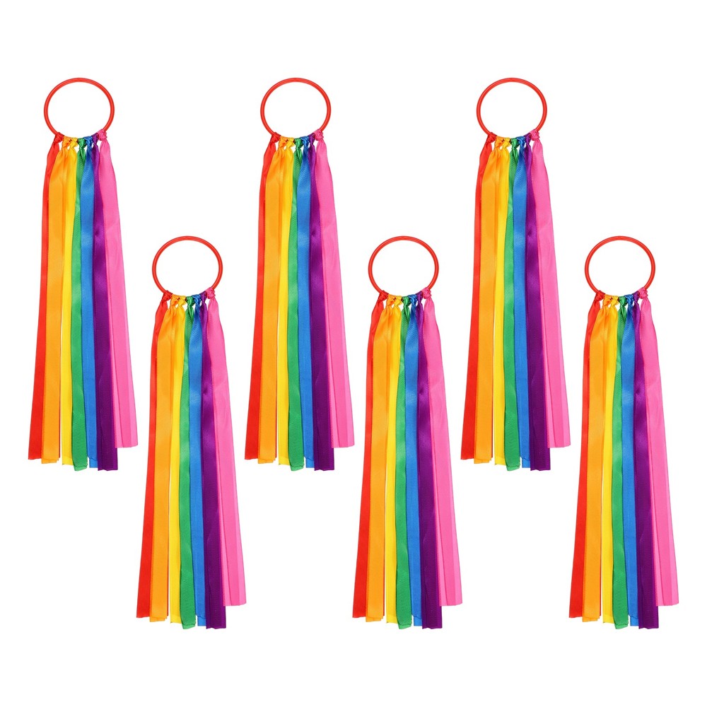 Hand Held Dance Ribbons, Wrist Streamers 20.8″ & 6 Pcs & Rainbow Color