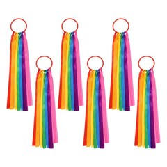 Hand Held Dance Ribbons, Wrist Streamers 20.8″ & 6 Pcs & Rainbow Color