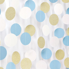 Light-Dusty Blue Beige-Gold Boho Party-Decorations – 64Ft Men Boy Birthday Paper