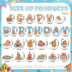 Capybara Birthday Decoration 26 Pcs Cute Capy Themed Banners Hanging Swirls Deco