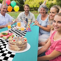 Car Birthday Party Supplies Racing Decorations 50s Party Tablecloth 6 Cyan