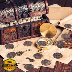Chivao 300 Pcs Bronze Coins Plastic Treasure Pirate Coins Fake Toy Carnival S…