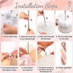 2 Sets 163 Pcs Pink Metallic Rose Gold Balloons Column Stand Kit Bridal Party…
