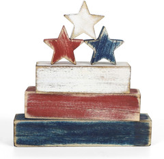 4th of July Table Decorations Red White Blue Patriotic Tiered Tray Centerpiece..