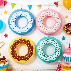 4PCS Inflatable Pool Floats 35″ Swimming Rings Large Inner Tube Swimming Pool…