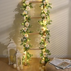 2Pcs 13Ft Artificial Eucalyptus Garlands with Flowers, Faux Floral Greenery