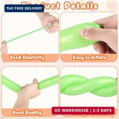 100Pcs 260 Balloons Rainbow Long Balloons for Balloon Garland Thicke