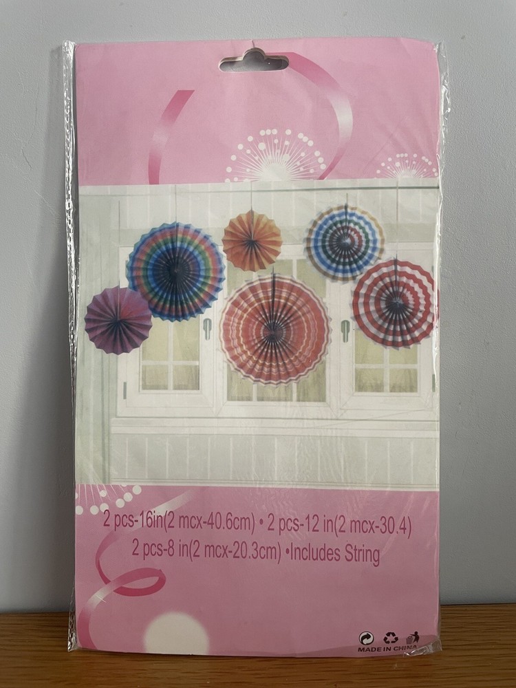 Quality 6pcs Rainbow Paper Tissue Fan Flower Birthday Ceremony Party Decoration