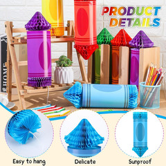 12 Pcs Crayon Classroom Decorations Back to School Hanging Paper Lanterns Presch