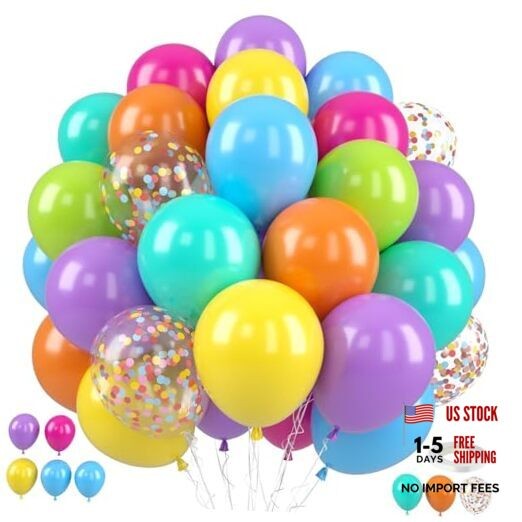 Balloons,S 12 Inch Multicolor Fruit Green Blue and Orange Hot Pink 50PC Rainbow