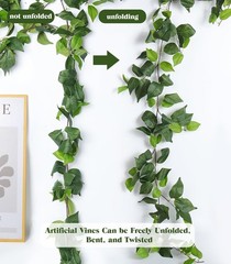 3Pcs Artificial Vines Ivy Garland 6.3Ft Fake Green Leaves Ivy Garland Faux