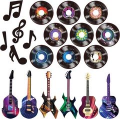 40 Pcs Music Party Decorations Musical Notes Rock and Roll Record Cutouts Silhou