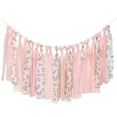 Pink Floral Tsaasel Garland for Wedding Spring Tea Party Haning Chiffon Tasse…